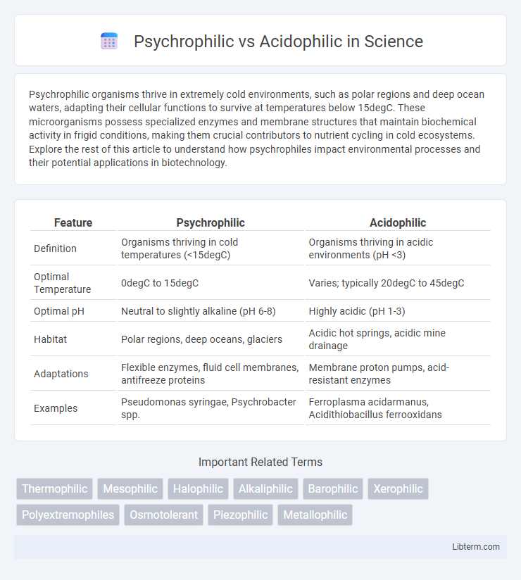 Acidophilic vs Psychrophilic in Science - What is The Difference?