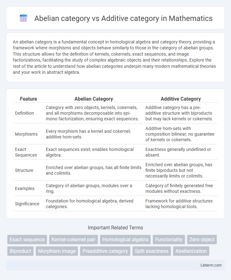 Additive category vs Abelian category in Mathematics - What is The Difference?