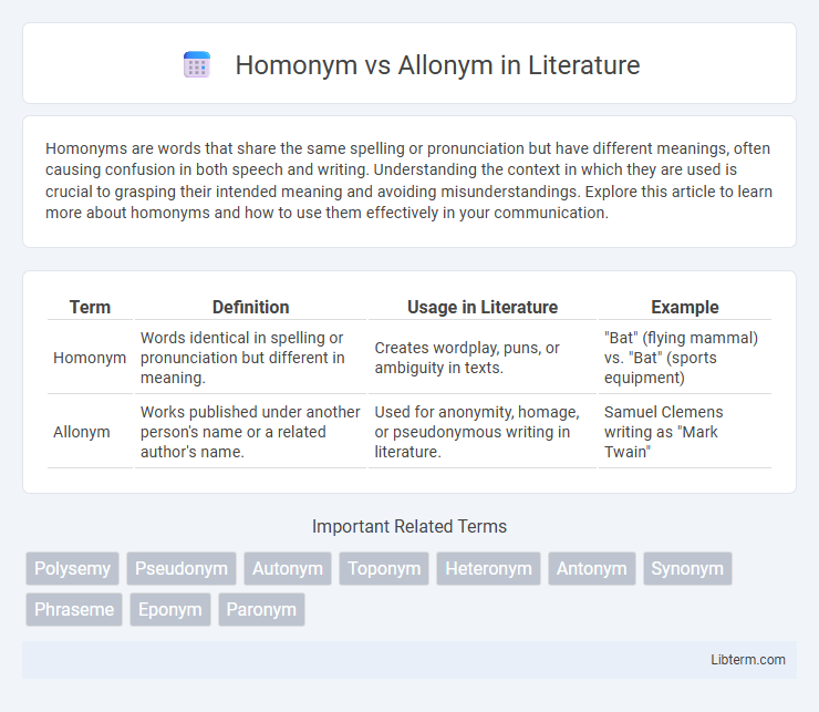 Allonym vs Homonym in Literature - What is The Difference?