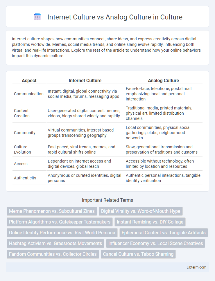 Analog Culture vs Internet Culture in Culture - What is The Difference?
