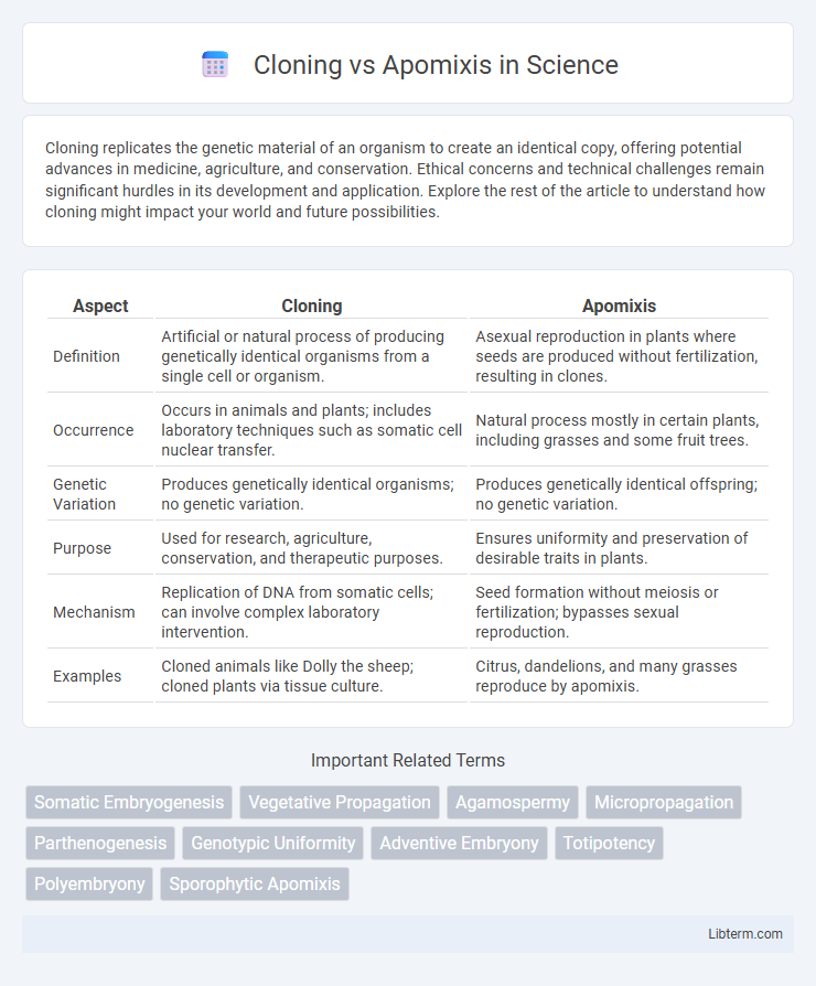 Apomixis vs Cloning in Science - What is The Difference?