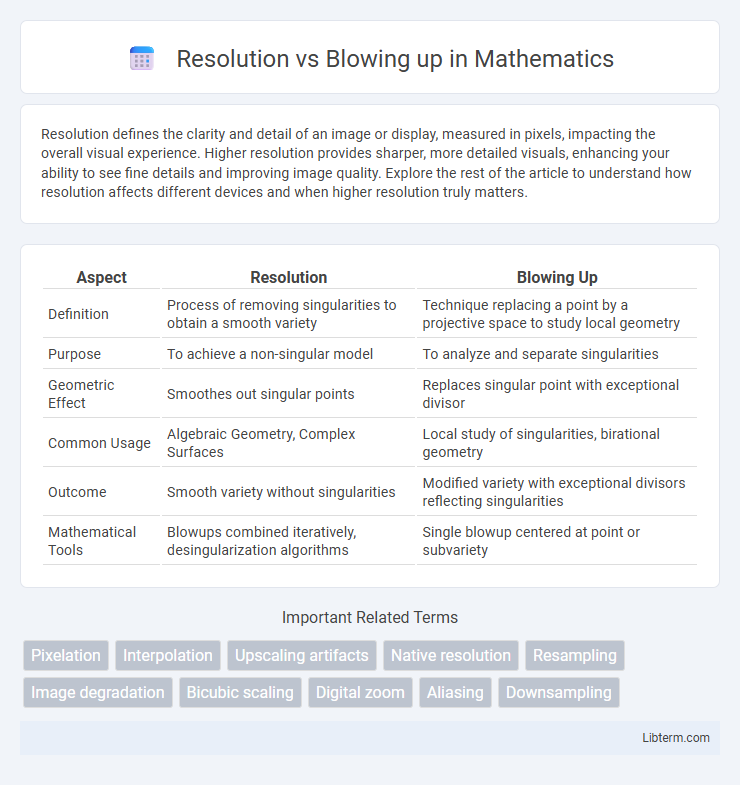 Blowing up vs Resolution in Mathematics - What is The Difference?