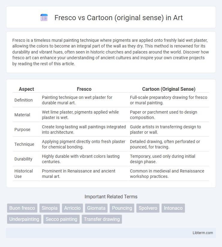 Cartoon (original sense) vs Fresco in Art - What is The Difference?