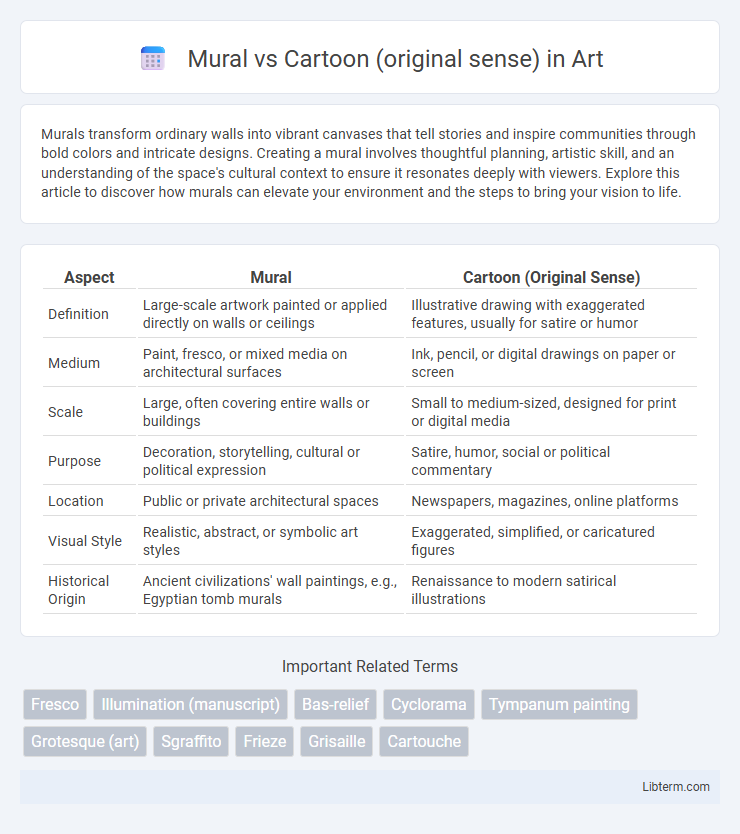 Cartoon (original sense) vs Mural in Art - What is The Difference?