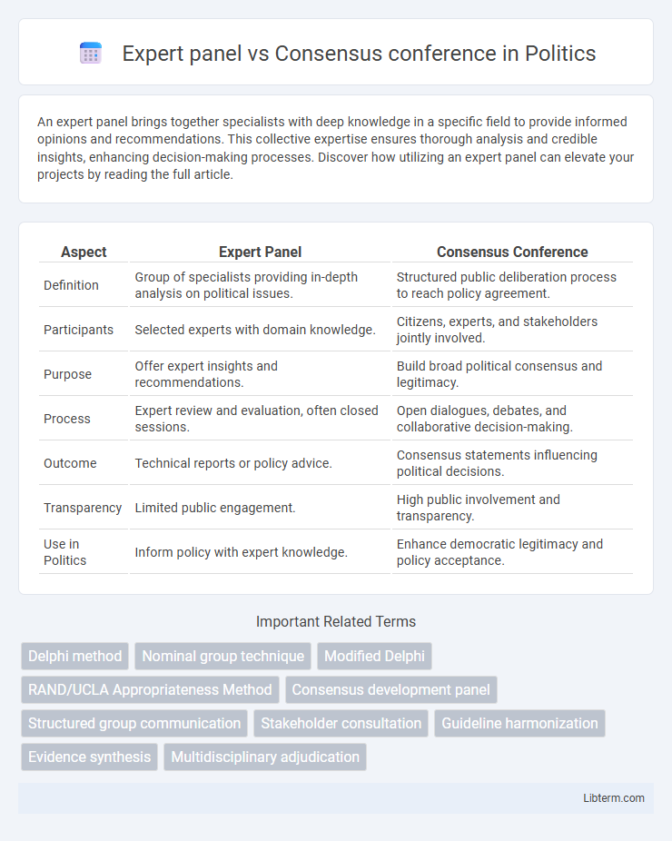 Consensus conference vs Expert panel in Politics - What is The Difference?