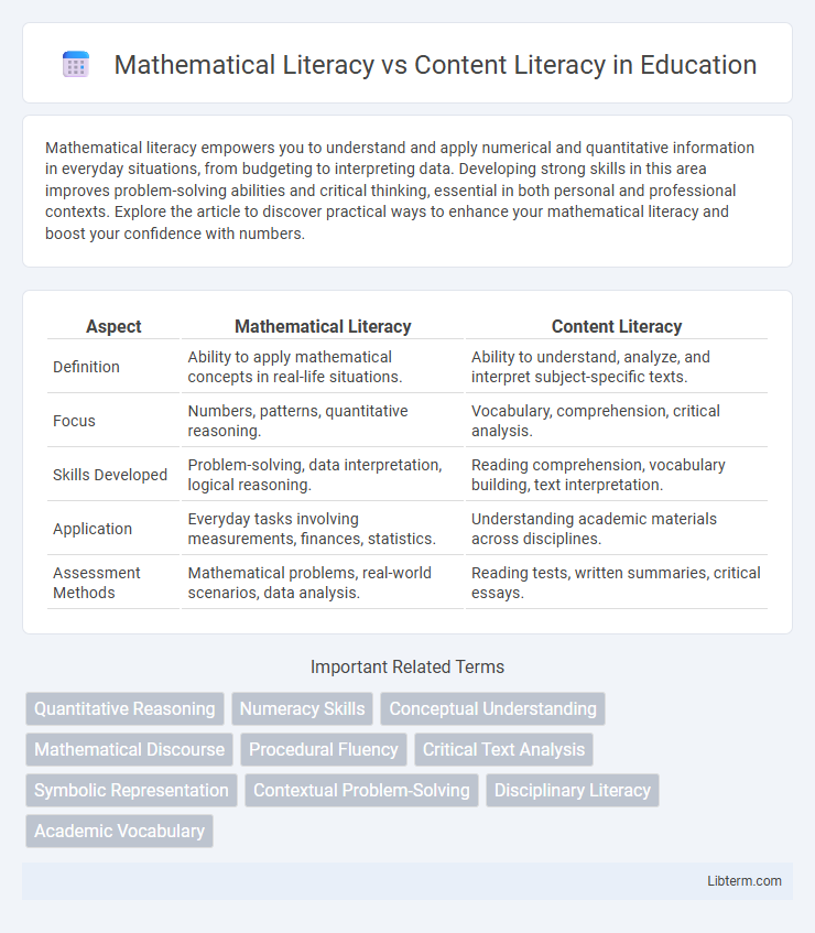 Content Literacy vs Mathematical Literacy in Education - What is The Difference?
