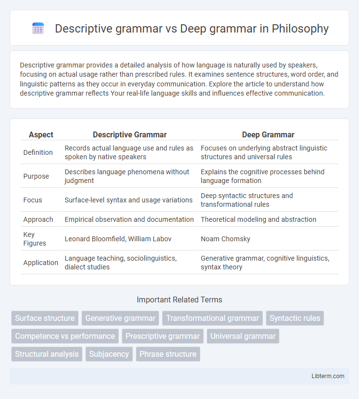 Deep grammar vs Descriptive grammar in Philosophy - What is The Difference?