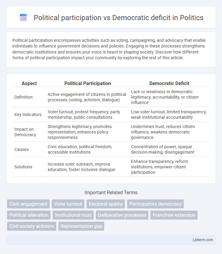 Democratic deficit vs Political participation in Politics - What is The Difference?