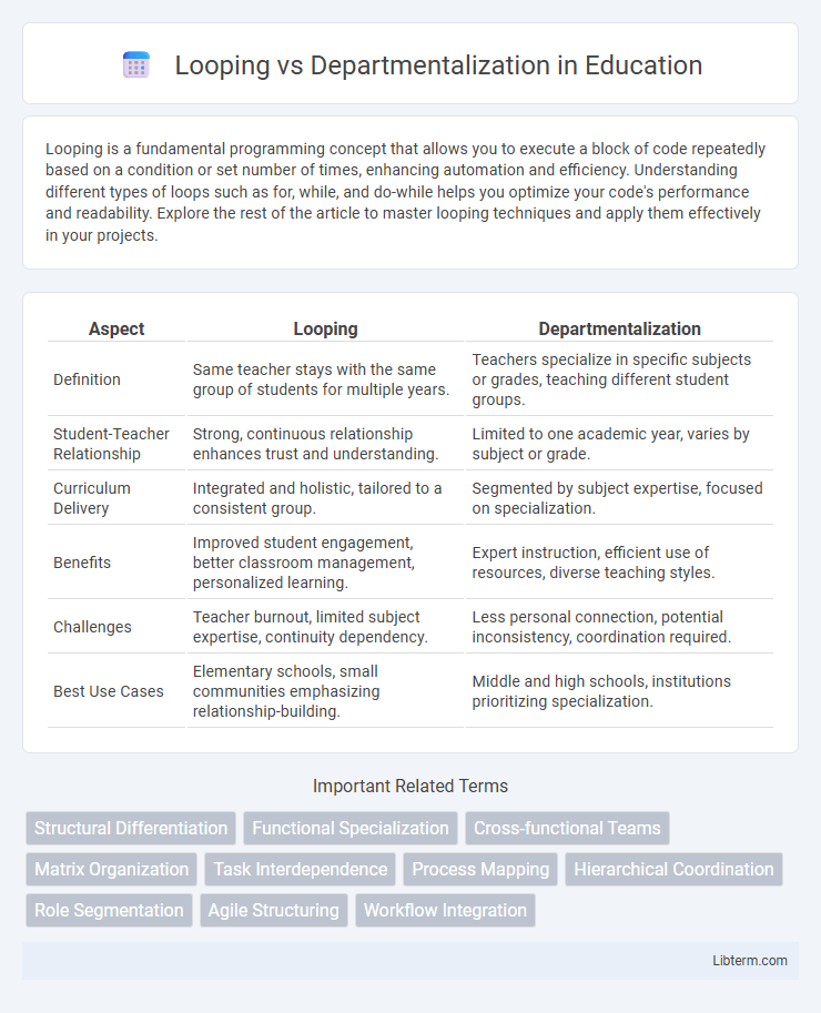 Departmentalization vs Looping in Education - What is The Difference?
