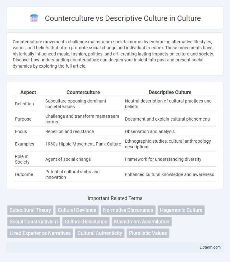 Descriptive Culture vs Counterculture in Culture - What is The Difference?