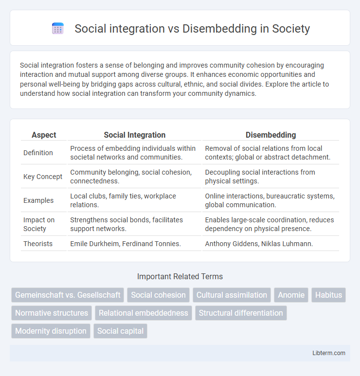 Disembedding vs Social integration in Society - What is The Difference?