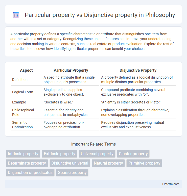Disjunctive property vs Particular property in Philosophy - What is The Difference?