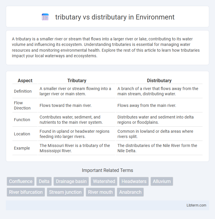 distributary vs tributary in Environment - What is The Difference?