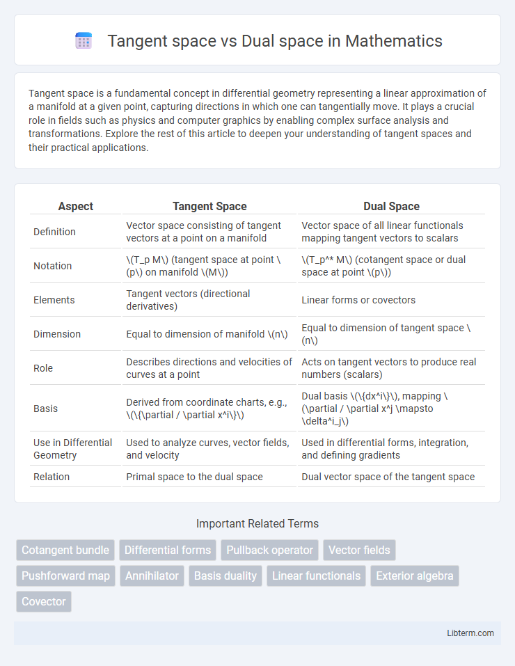 Dual space vs Tangent space in Mathematics - What is The Difference?