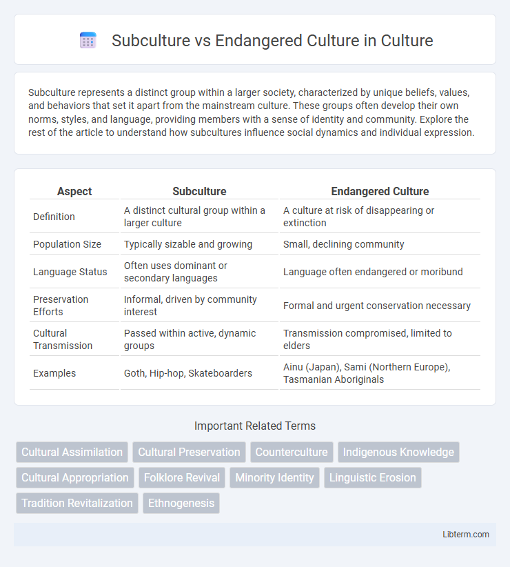 Endangered Culture vs Subculture in Culture - What is The Difference?