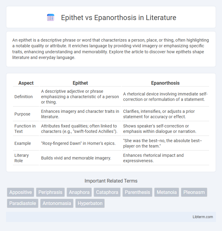Epanorthosis vs Epithet in Literature - What is The Difference?
