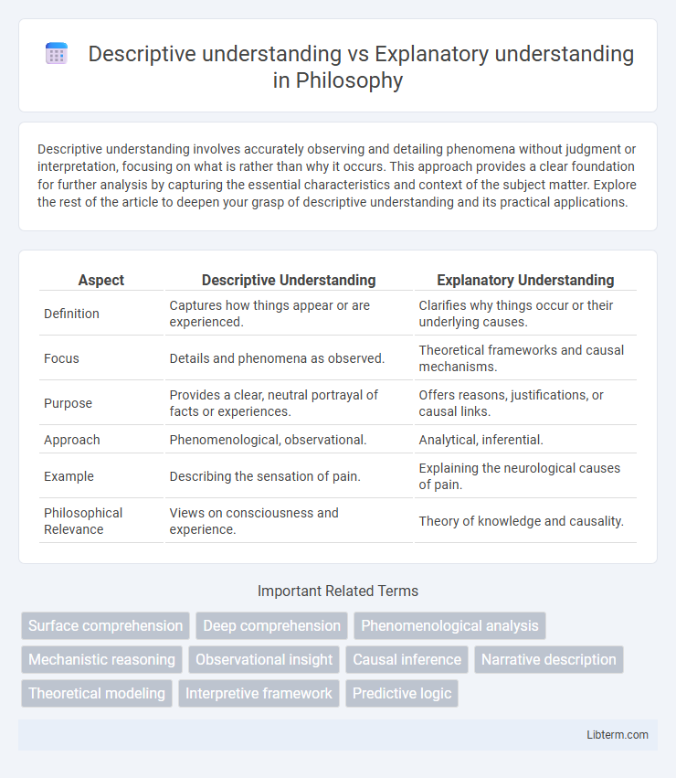Explanatory understanding vs Descriptive understanding in Philosophy - What is The Difference?