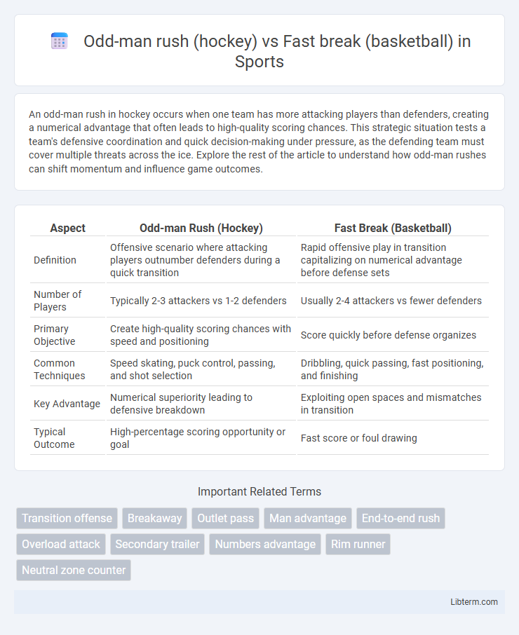 Fast break (basketball) vs Odd-man rush (hockey) in Sports - What is The Difference?