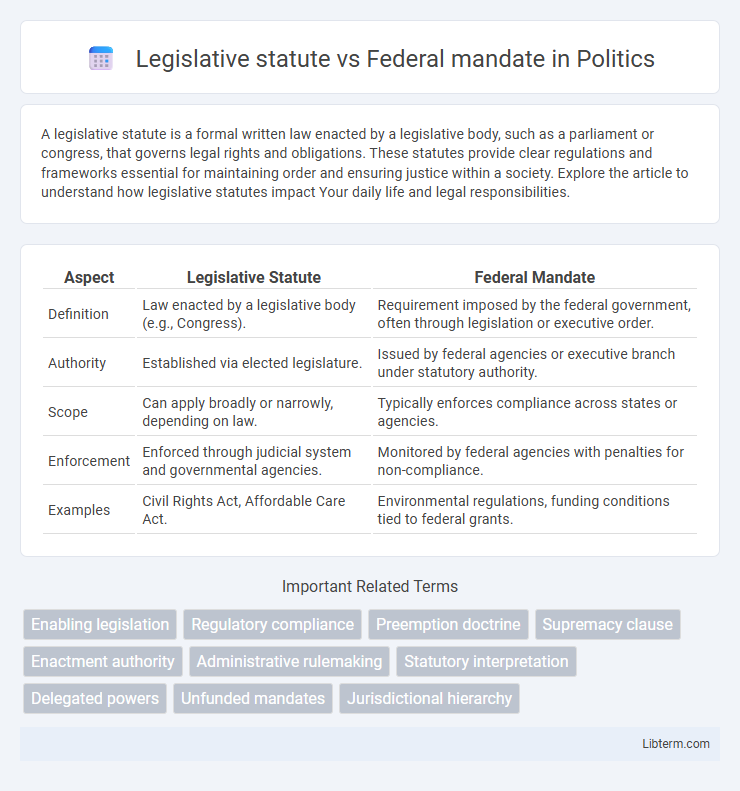 Federal mandate vs Legislative statute in Politics - What is The Difference?