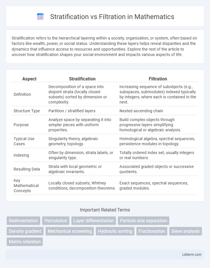 Filtration vs Stratification in Mathematics - What is The Difference?