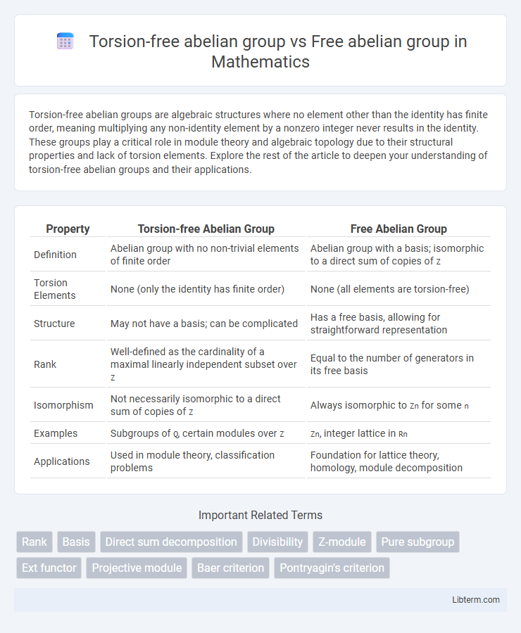 Free abelian group vs Torsion-free abelian group in Mathematics - What is The Difference?