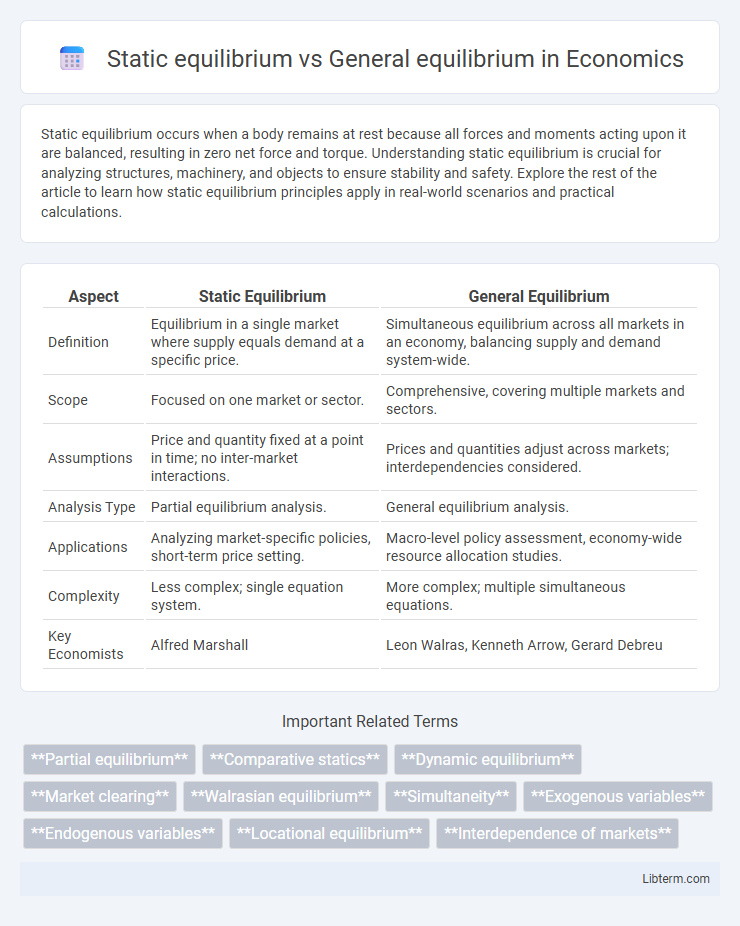 General equilibrium vs Static equilibrium in Economics - What is The Difference?