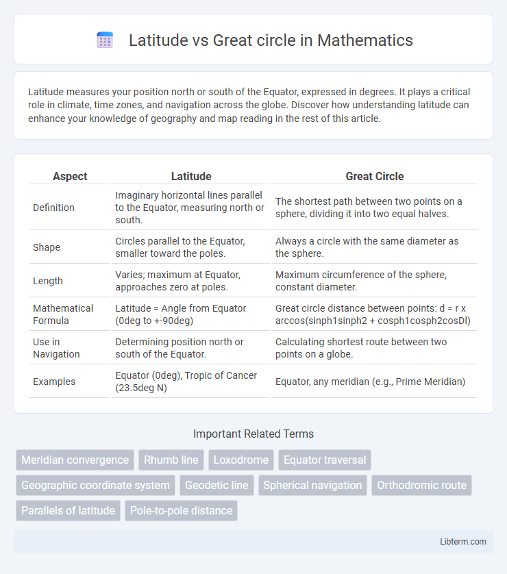Great circle vs Latitude in Mathematics - What is The Difference?