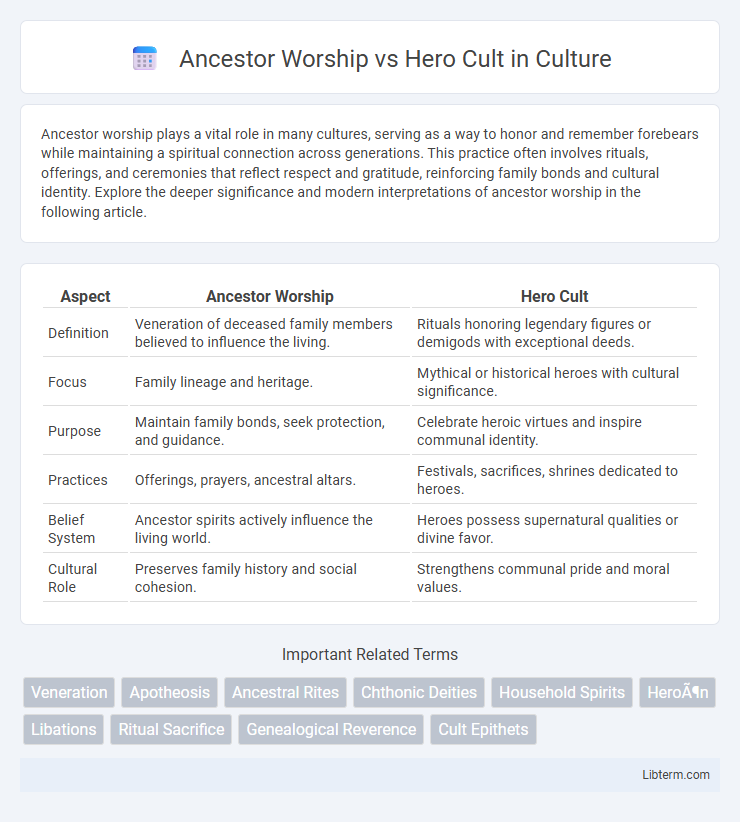 Hero Cult vs Ancestor Worship in Culture - What is The Difference?