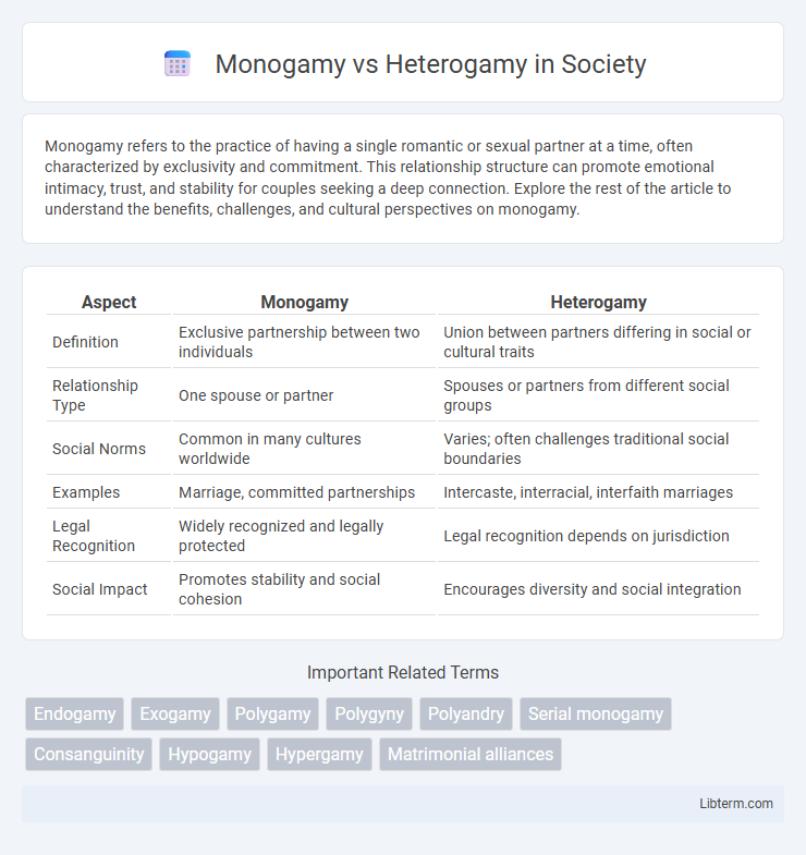 Heterogamy vs Monogamy in Society - What is The Difference?