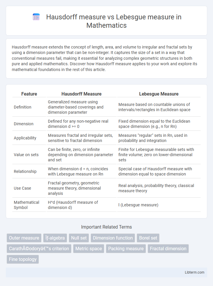 Lebesgue measure vs Hausdorff measure in Mathematics - What is The Difference?