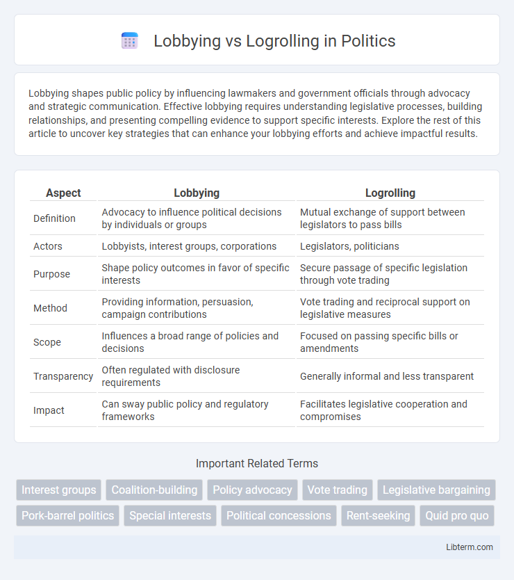 Logrolling vs Lobbying in Politics - What is The Difference?