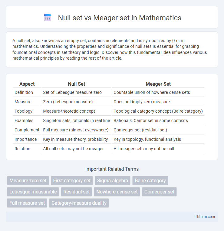 Meager set vs Null set in Mathematics - What is The Difference?