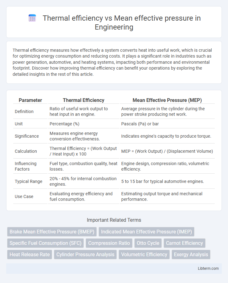 Mean effective pressure vs Thermal efficiency in Engineering - What is The Difference?