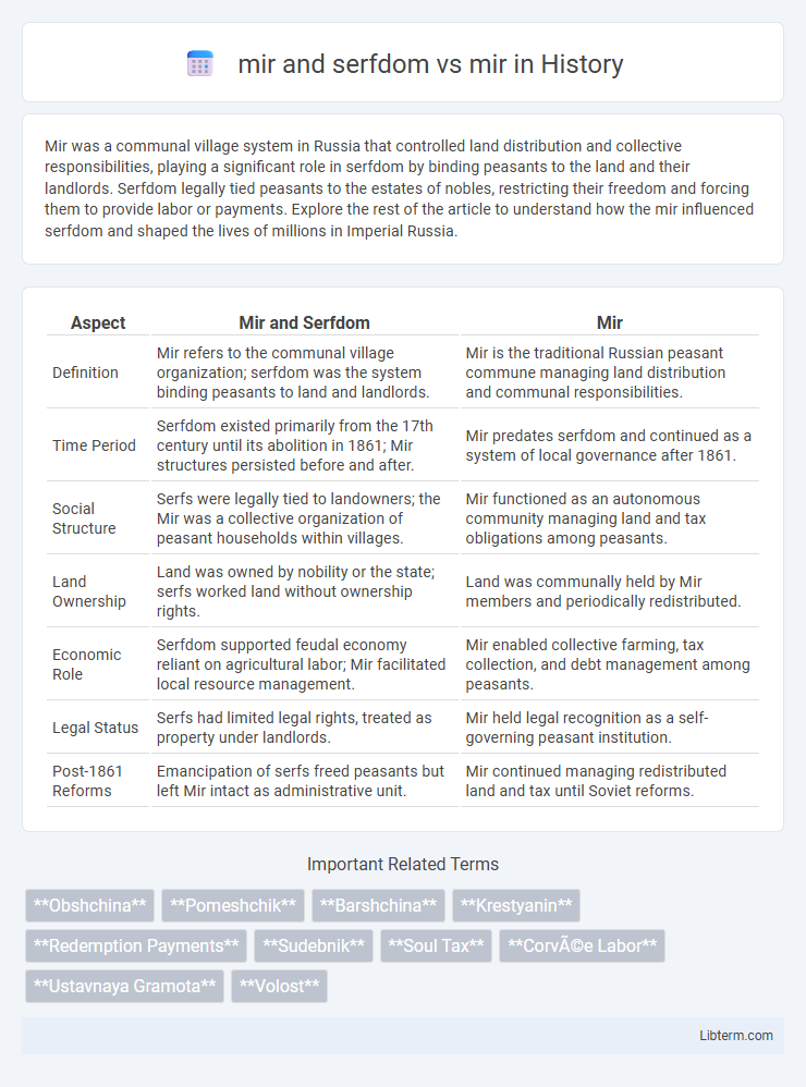 mir vs mir and serfdom in History - What is The Difference?