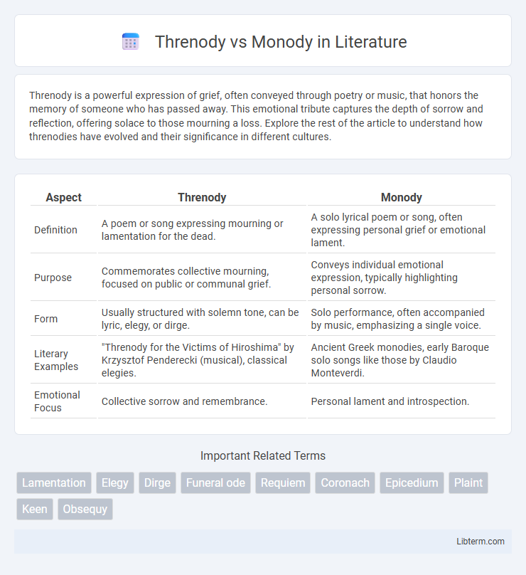 Monody vs Threnody in Literature - What is The Difference?