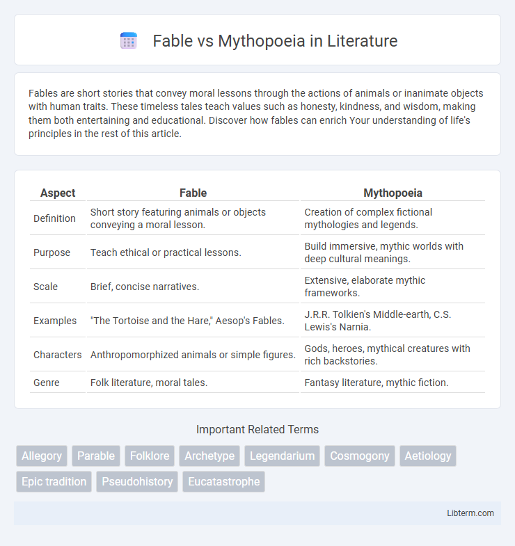 Mythopoeia vs Fable in Literature - What is The Difference?
