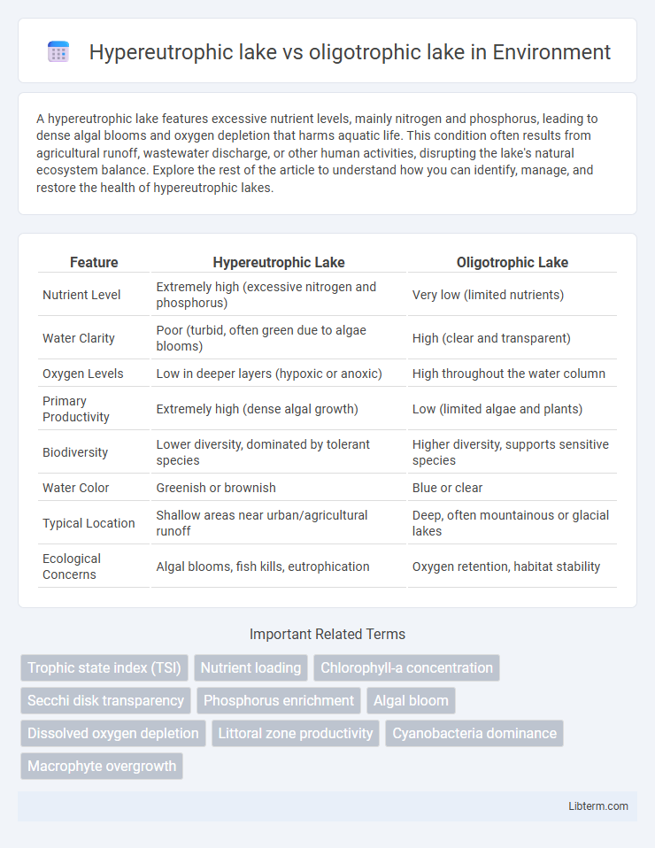 oligotrophic lake vs Hypereutrophic lake in Environment - What is The Difference?