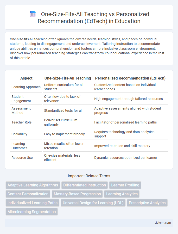 Personalized Recommendation (EdTech) vs One-Size-Fits-All Teaching in Education - What is The Difference?