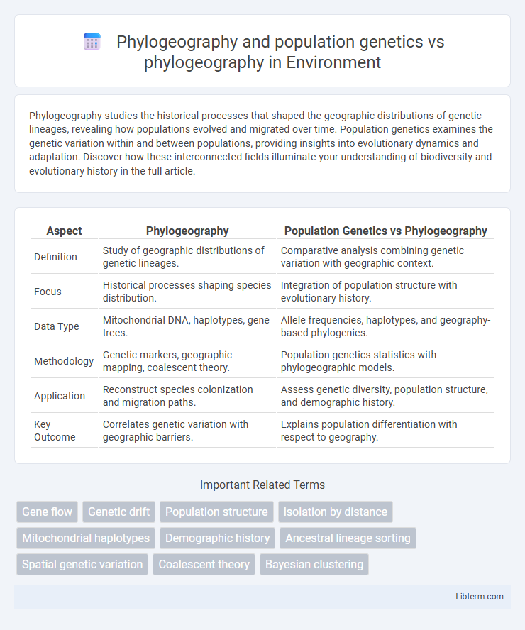 phylogeography vs Phylogeography and population genetics in Environment - What is The Difference?