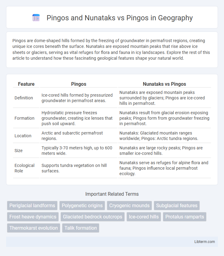 Pingos vs Pingos and Nunataks in Geography - What is The Difference?