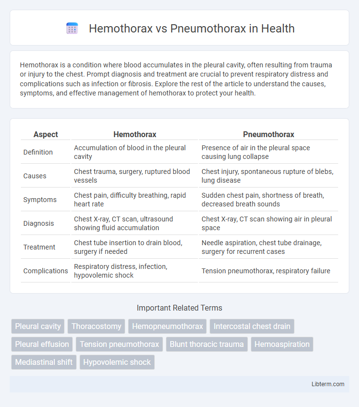 Pneumothorax vs Hemothorax in Health - What is The Difference?