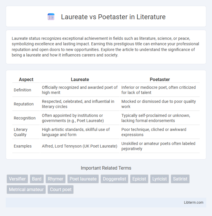 Poetaster vs Laureate in Literature - What is The Difference?