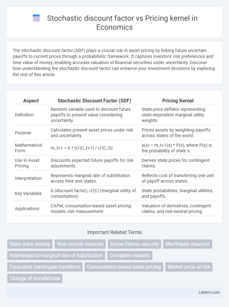 Pricing kernel vs Stochastic discount factor in Economics - What is The Difference?