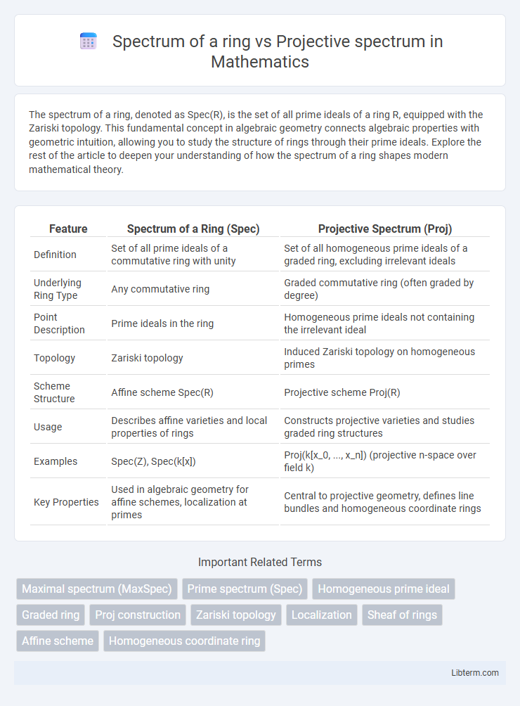 Projective spectrum vs Spectrum of a ring in Mathematics - What is The Difference?
