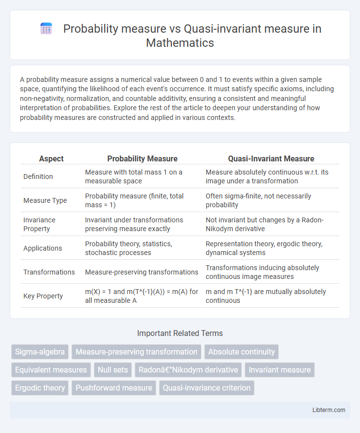 Quasi-invariant measure vs Probability measure in Mathematics - What is The Difference?