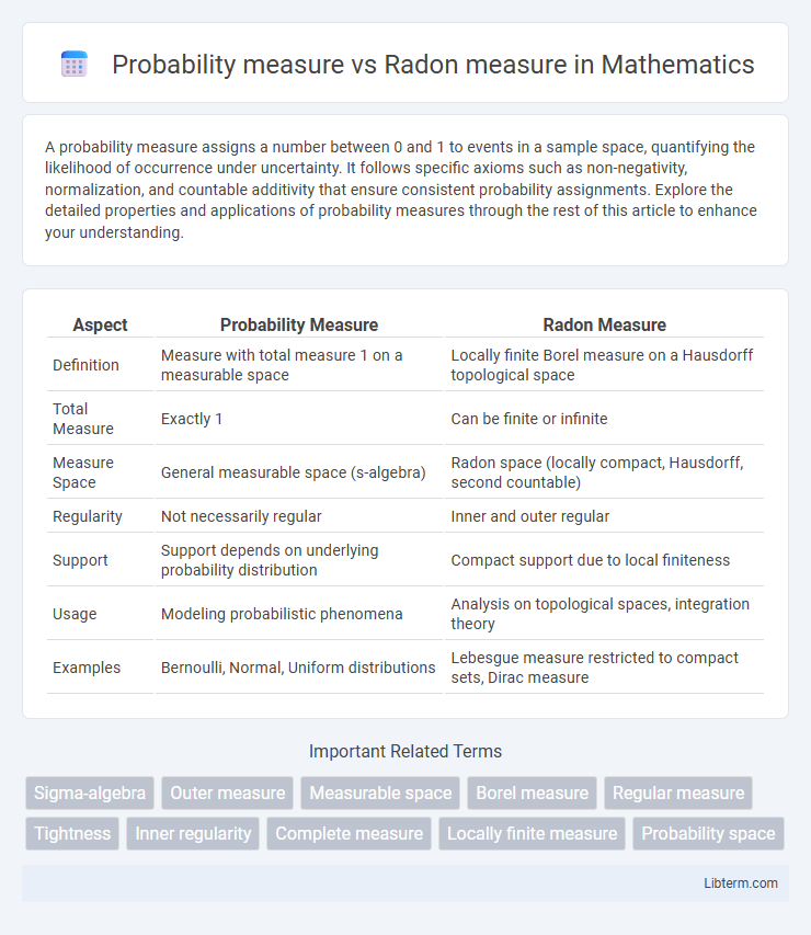 Radon measure vs Probability measure in Mathematics - What is The Difference?