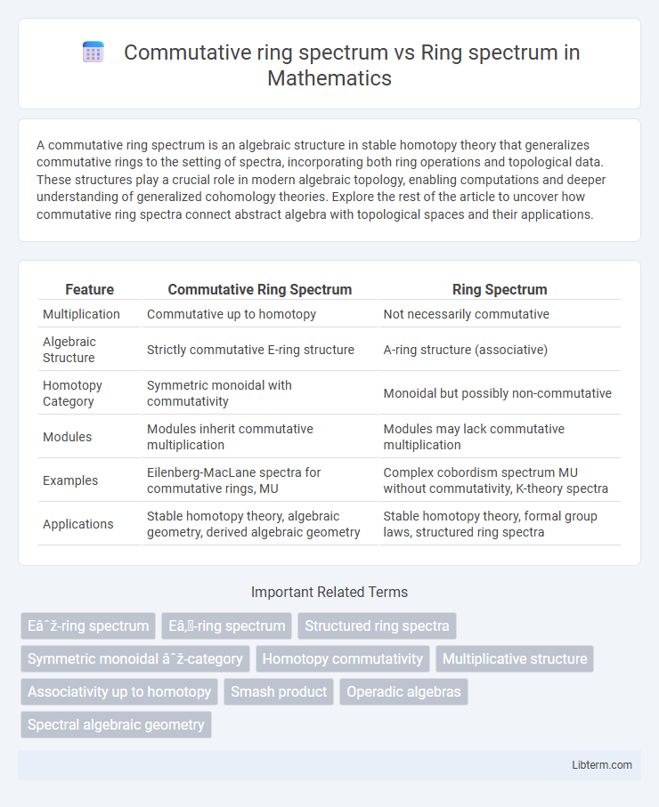 Ring spectrum vs Commutative ring spectrum in Mathematics - What is The Difference?