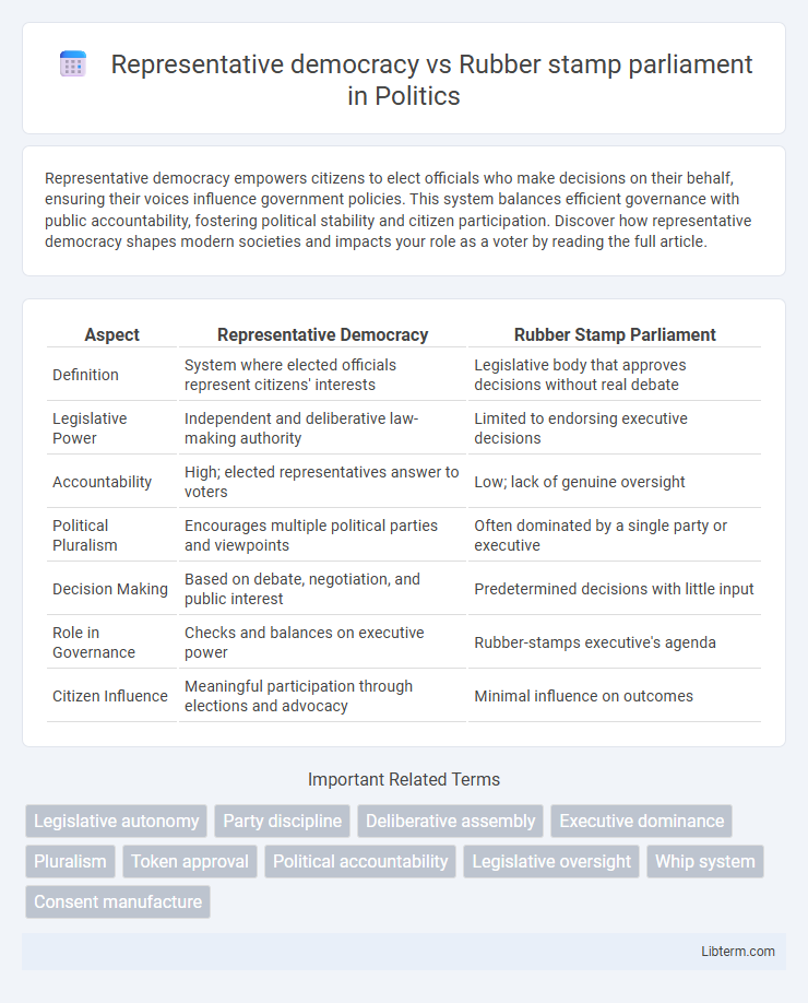 Rubber stamp parliament vs Representative democracy in Politics - What is The Difference?