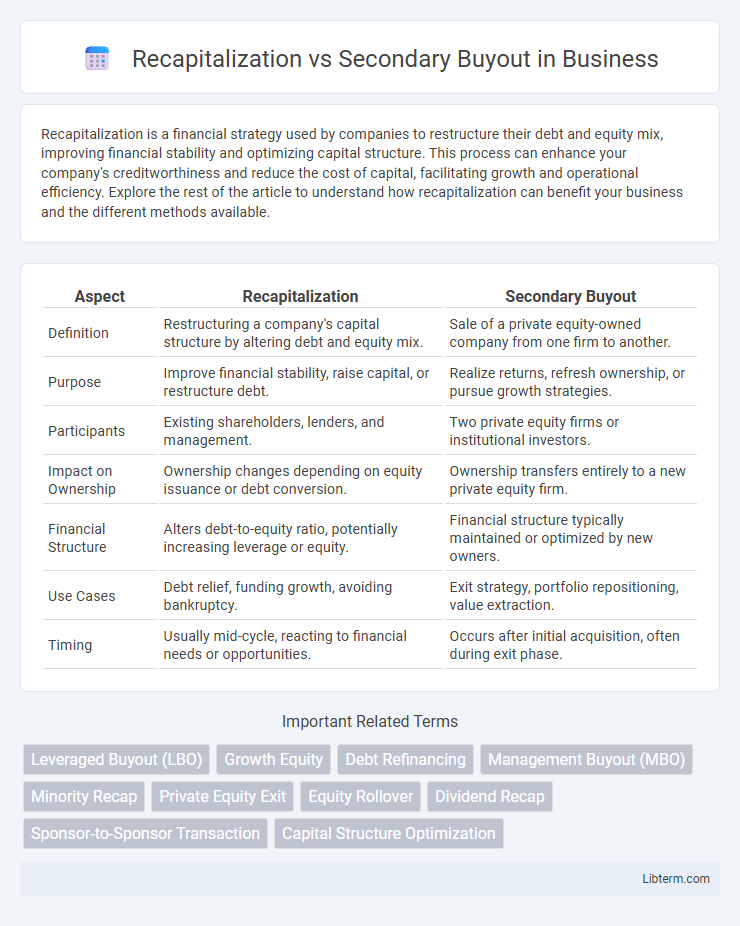 Secondary Buyout vs Recapitalization in Business - What is The Difference?