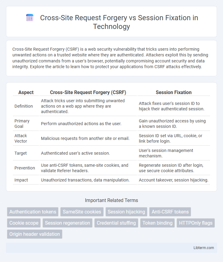 Session Fixation vs Cross-Site Request Forgery in Technology - What is The Difference?